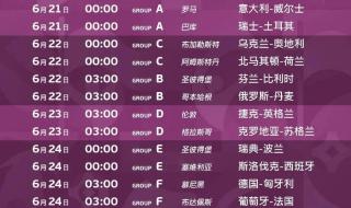 2021欧洲杯赛程一览